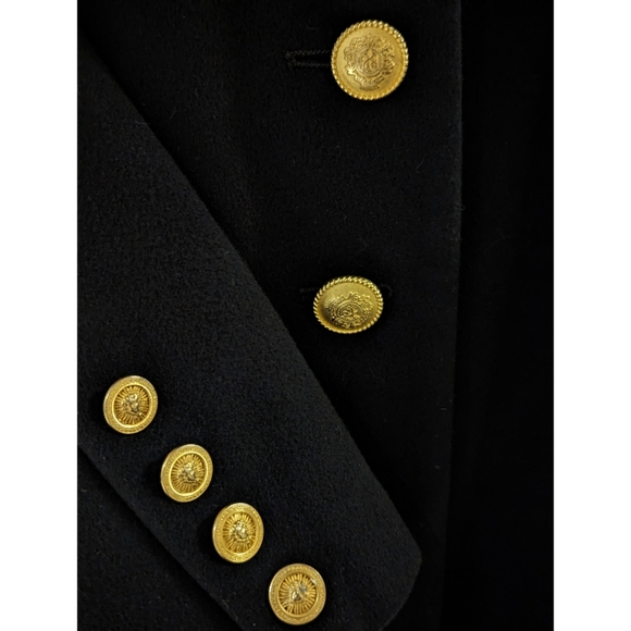 ✨Vintage Wool/Cashmere blend Collarless Coat~Black w/Gold Buttons~Size12 - Picture 3 of 8